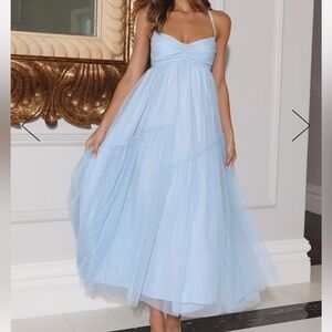 Hello Molly Feature Me Tulle Midi Dress Blue Size 6/M NWT in packaging